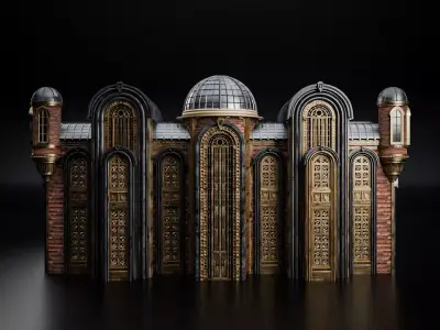 ART DECO STEAMPUNK BUILDING 03 Low-poly 3D model