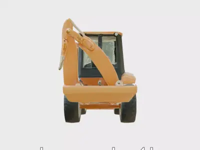 Modern Industrial Backhoe Loader Machine Low-poly 3D model