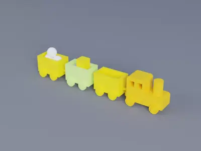 Toy Train Low-poly 3D model 3