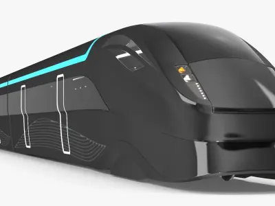 Futuristic Passenger Train Grey 3D model