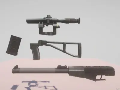Modern Rifle With Scope 3D model