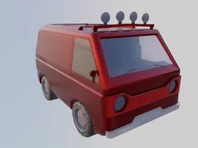 Van 3D Model Game Ready silver Free low-poly 3D model