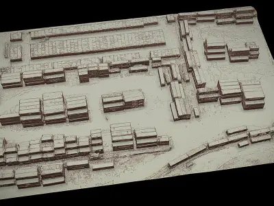 cargo containers storage industrial terrain drone scan Low-poly 3D model