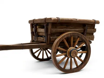 Medieval Wooden Cart Rustic model pack Low-poly 3D model