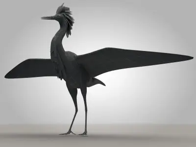Egretta eulophotes Egret Bird Low-poly 3D model purchase