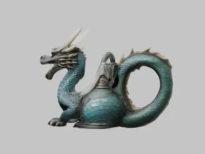 Mdeieval Dragon Iron Decoration Mug Low-poly 3D model