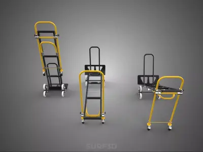 3 WHEELS STAIR CLIMBING CLIMBER CONVERTIBLE FOLDING HAND TRUCK 3D model