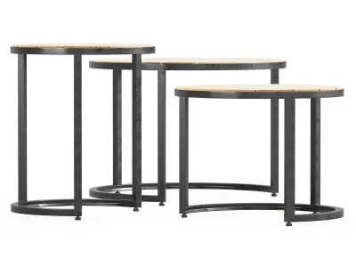 Three Industrial Nesting Tables 3D model