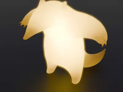 Indirect lighting of a menacing anteater Low-poly 3D model