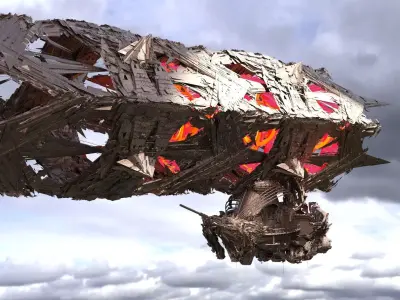 Grand Japanese Dragon zeppelin 4 3D model