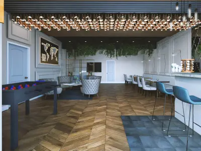 Rustic style cafe and bar 3D model