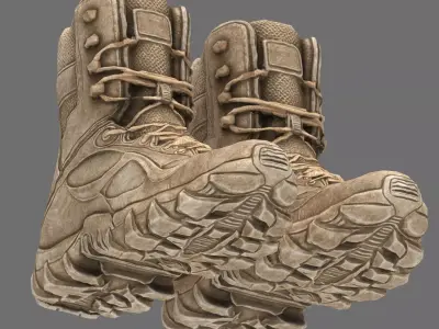 Tactical Desert Combat Boot Low-poly 3D model