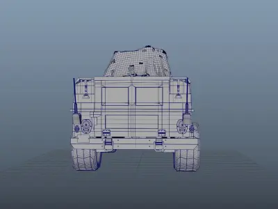 HUMMER military vehicle with gun on top 3D model