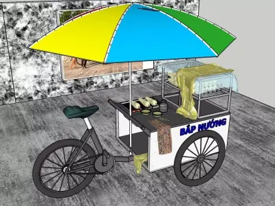food truck - Cart selling corn 3D model