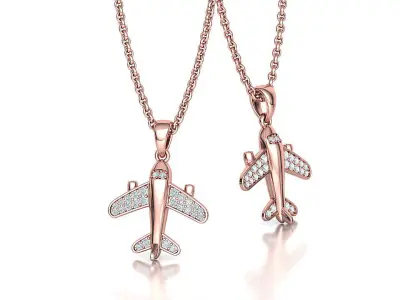 Airplane Diamond Pendant Traveller Own Design 3dprint Wax 3D print model
