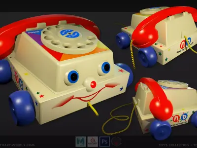 Toy Phone Fisher Chatter Low-poly 3D model