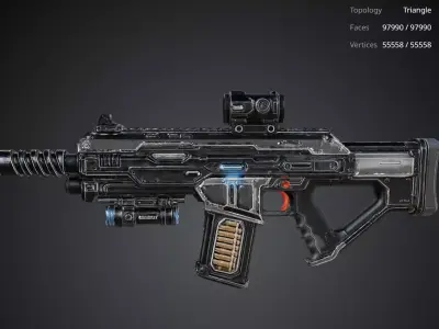 Futuristic Rifle 3D model 2