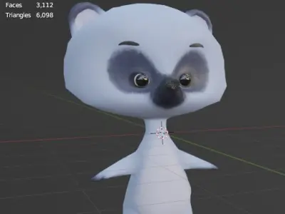 baby bear character Low-poly 3D model
