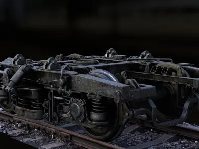 Railway Bogie of Passenger Wagon Low-poly 3D model