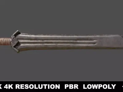 Dwarven Sword Low-poly 3D model