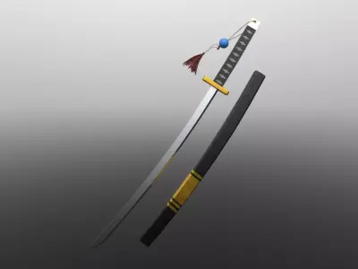 Katana samurai sword Low-poly 3D model