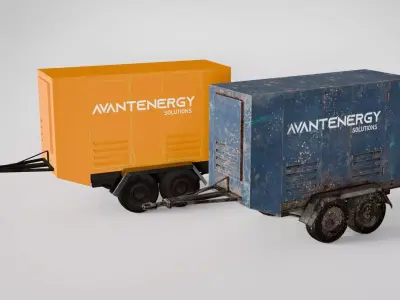 Mobile Generator Trailer New and Worn Versions Low-poly 3D model