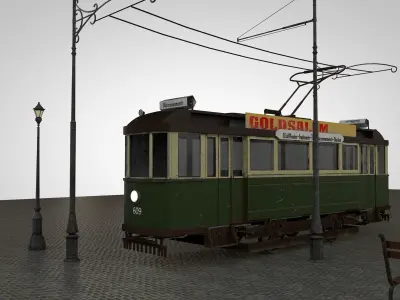 Old Train Low-poly 3D model