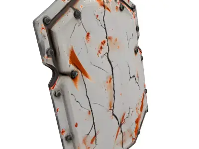 SciFi BattleDamaged Shield Low-poly 3D model