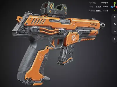 Orange Pistol 3D model