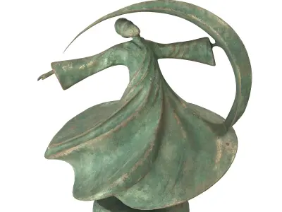 Dancing human bronze statues Low-poly 3D model