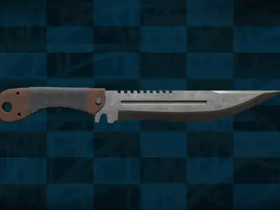 Army Tool Knife Combat Wood - SingleMetal 3D model