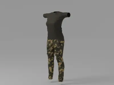 Military Woman Uniform Low-poly 3D model