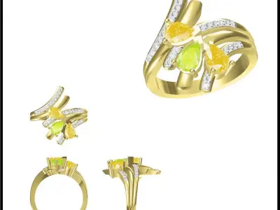 JCD Format Antique color stone rings jewellery 3dm files 3D print model purchase