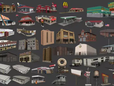 City Buildings Pack Low-poly 3D model