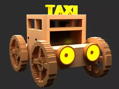 pixal art style car Free low-poly 3D model
