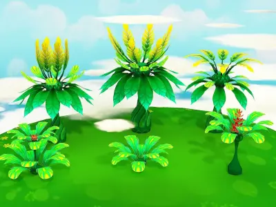 Fantasy Sky Forest Low-poly 3D model