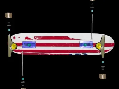 Skateboard with american flag 3D model