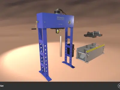 Hydraulic Press Set Low-poly 3D model