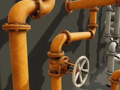 PBR Modular Pipes Set - Unity Project 2017 Low-poly 3D model