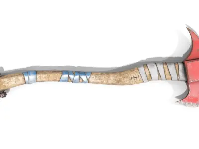 Fire Axe Low-poly 3D model 7