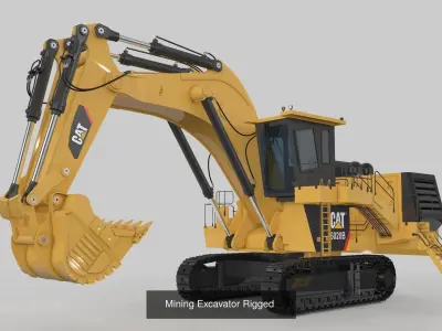 Two Mining Excavator and One Mining Truck 3D Model Pack