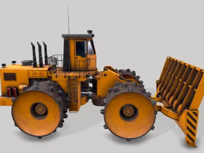 Old Industrial Vehicle Waste Dozer Low-poly 3D model