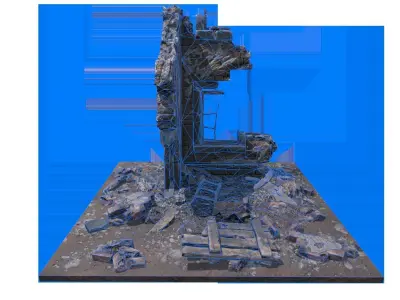 Damage House Free low-poly 3D model