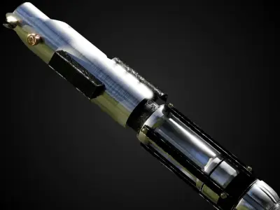 Light saber handle separate pieces low polly 3D model