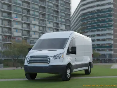 American design Panel van low polygon model Low-poly 3D model