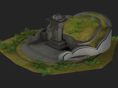 mausoleum stone inscription tomb cemetery Chinese  3D model