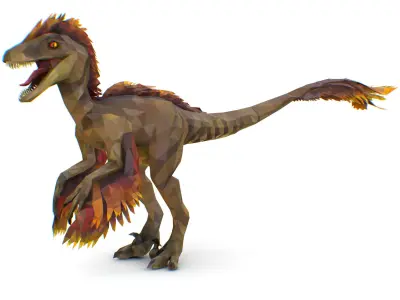 Dinosaur Raptor Feathered Lowpoly Art Animal Low-poly 3D model