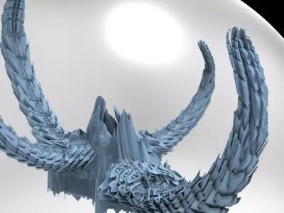 Sci fi Alien Dragon Bone Spine cliffs 3 3D model