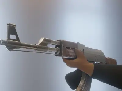AK  Weapon Model with Rigged Arms Free 3D model