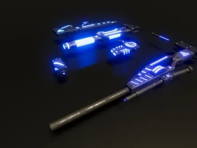 Scifi weapons set Low-poly 3D model